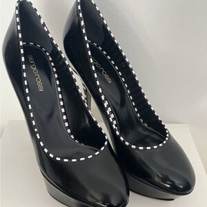 Sergio Rossi Black Heels with Black & White Trim